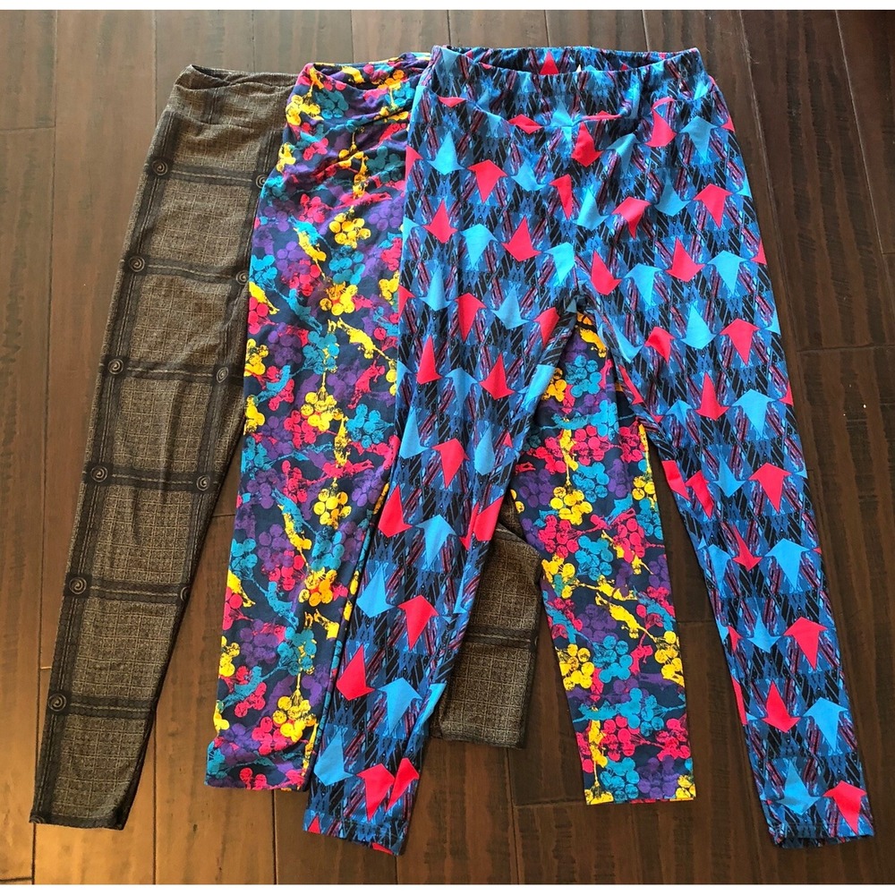 LuLaRoe Leggings Womens XL TC Tall Curvy Abstract Ballons Soft 3 Pairs READ